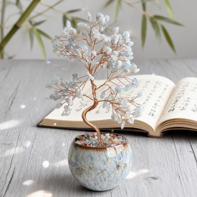 Fortune Lotus Woven Crystal Pachira Macrocarpa – Feng Shui Wealth Tree Ornament for Home &amp; Office – Home Decor for tags