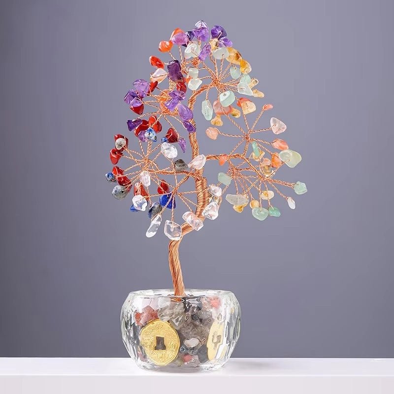 Fortune Lotus Woven Crystal Pachira Macrocarpa – Feng Shui Wealth Tree Ornament for Home &amp; Office – Home Decor for tags