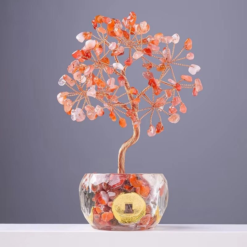 Fortune Lotus Woven Crystal Pachira Macrocarpa – Feng Shui Wealth Tree Ornament for Home &amp; Office – Home Decor for tags